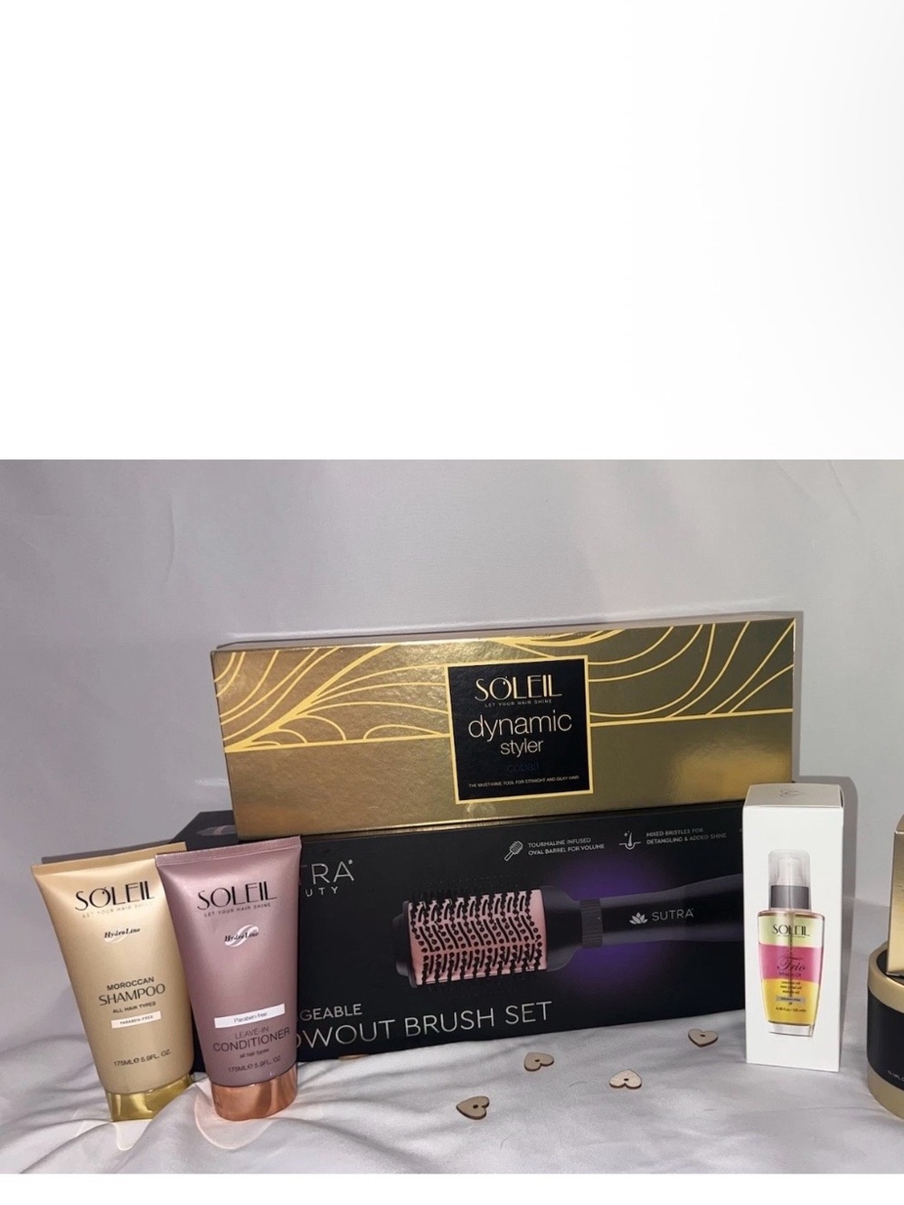 Soleil Hair Care Bundle Blowout Brush Shampoo conditioner & Styler Set